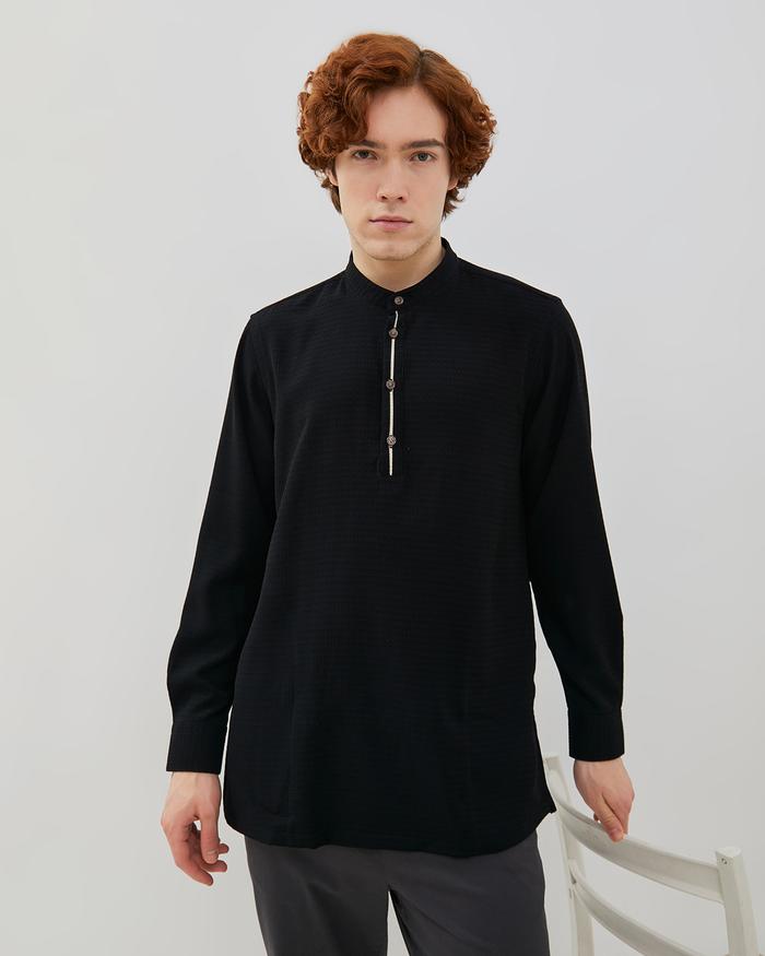VALINO Kemeja Koko Kurta Hitam Pria - V-ECEA01-B9