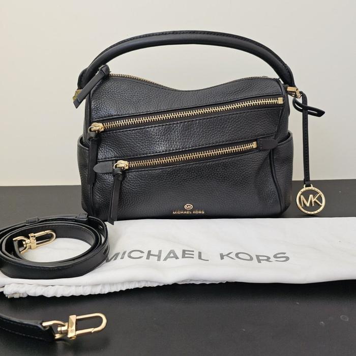 preloved tas mk lorimer small satchel black hitam full leather authentic sale