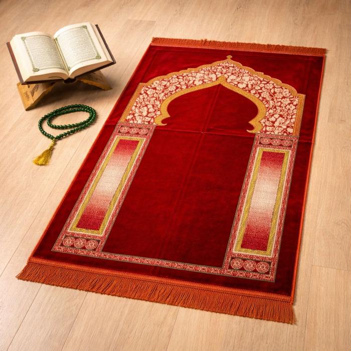 Terbaru Sajadah Turki Akbar Clasic Bahan Bludru Halus Tebal & Lembut Motif Simple Ukuran Dewasa 70X1