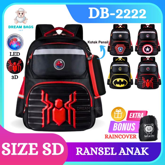 New DREAM BAGS Tas Sekolah Anak Laki Laki SD Import - LED - Karakter - 2025