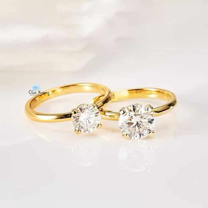 Clue Xuping - ￼Cincin Korea Style Titanium Petak Permata Gold Fashion Wanita Vintage CX17122503 gela