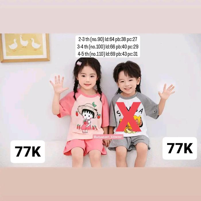 Chibi Maruko Chan Baju Tidur Anak Import Premium Quality Bahan Catton Premium Lembut Halus dan Stret