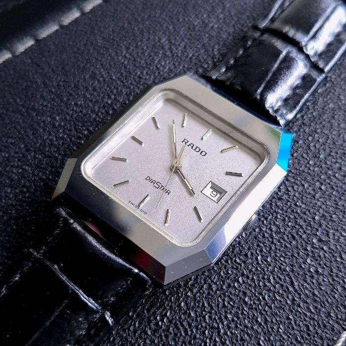 Rado Diastar Tank Grey Dial Original Vintage Rare Made in Swiss Jam Tangan Pria Elegan dengan Tali K