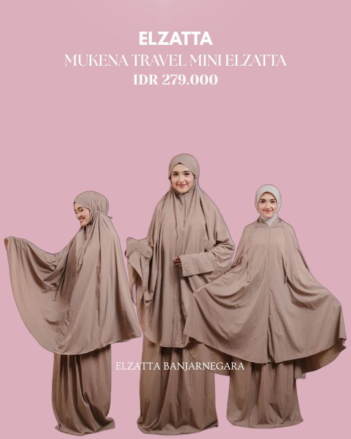 Elzatta Mukena Travel Mini Bahan Ultrafine Lite Finishing Lasercut Adem Nyaman Ringan Tas Mini Muken
