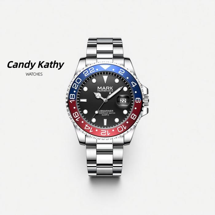 Jam Tangan Kasual Klasik Fashion Pria CandyKathy, Tahan Air Asli, dengan Tanggal Bercahaya dan Casin