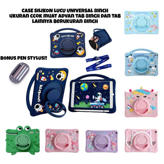 (UNIVERSAL ) Advan Tab 8 Belajar Elite Gallilea 8 inch  Olike Edu Tab E1 8 inch CASE SILIKON LUCU AN