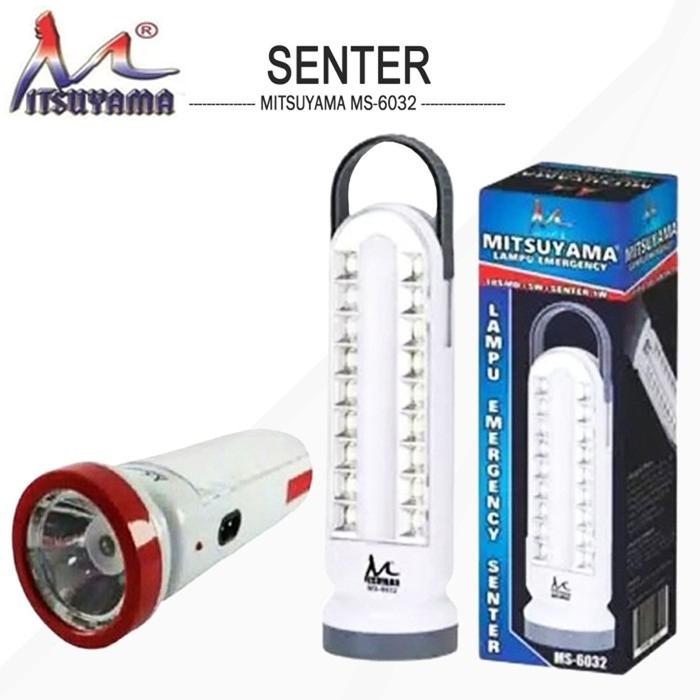 Lampu Emergency 18 LED + 5 Watt + Senter 1 Watt Mitsuyama MS-6032