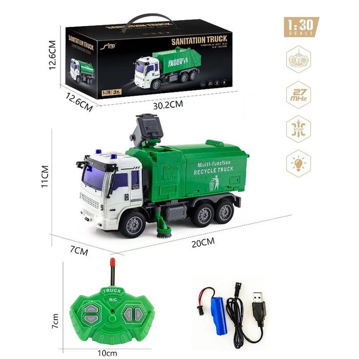 1:30 Scale RC Sanitation Truck Toy Simulation Electronic City Service