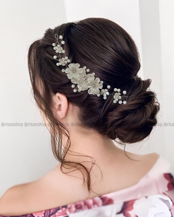 RISAOSHOP - Mahkota Headpiece Hijab Mutiara Premium / Hiasan Rambut Pesta Jilbab Pengantin untuk wis