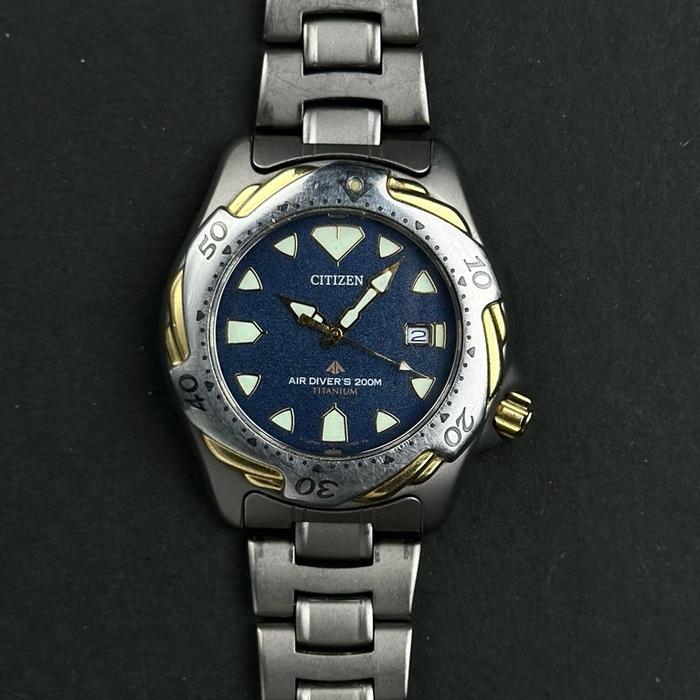 Jam tangan vintage citizen air diver titanium all original