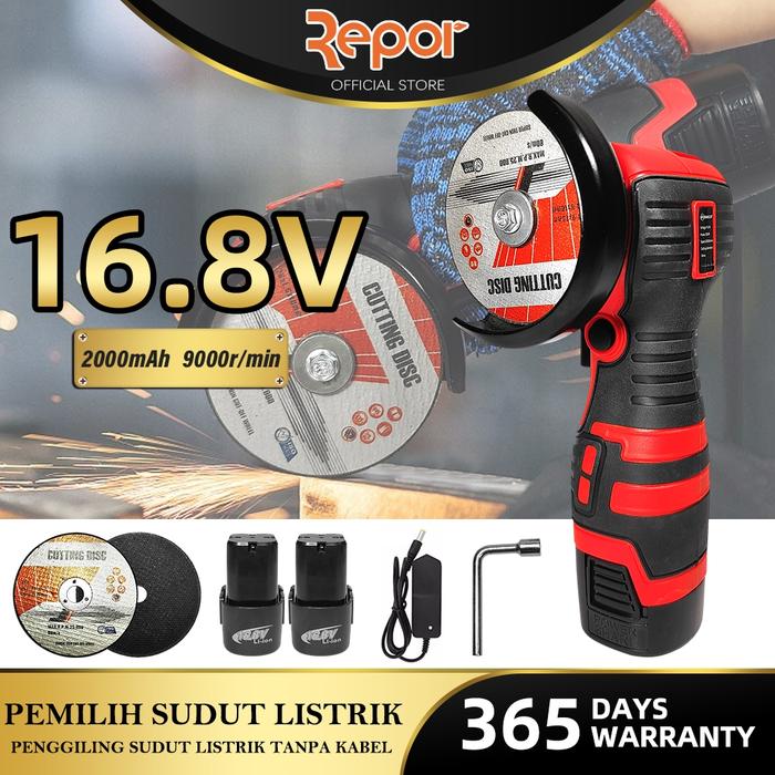 IRONHOOF Kit Gerinda Sudut Mini Penggiling Sudut Listrik Mini Gerinda Sudut Listrik Nirkabel 168V Ta