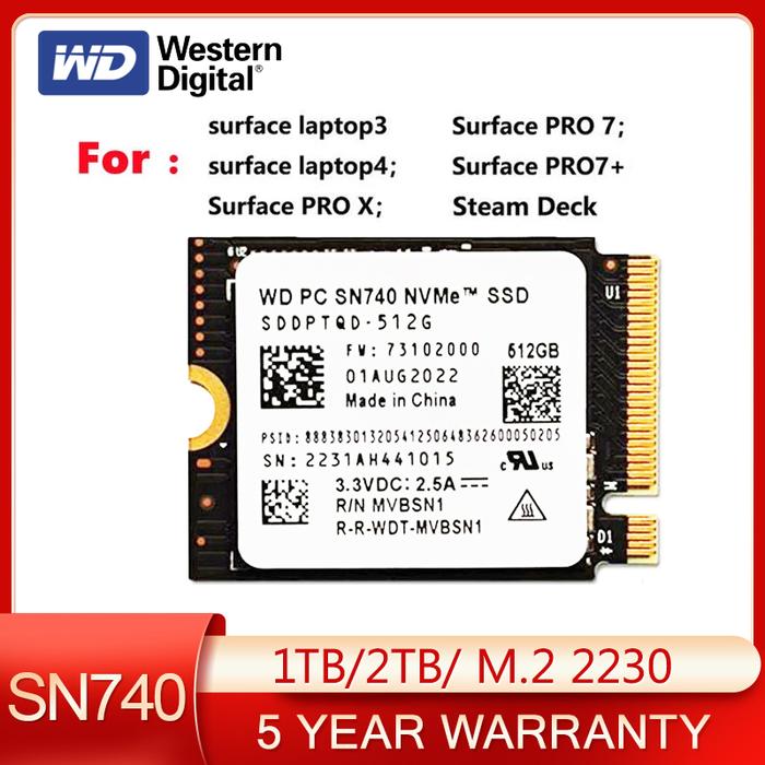 New WD SN740 2TB 1TB 512GB 256GB M.2 NVMe 2230 PCIe4.0x4 SSD Solid