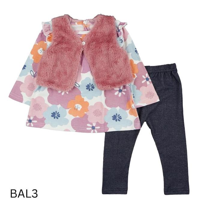 MINIBOO - Dress Set 3in1 kode BAL (PAKET DRESS ANAK BAYI) Baju Bayi - BAL1, 6M