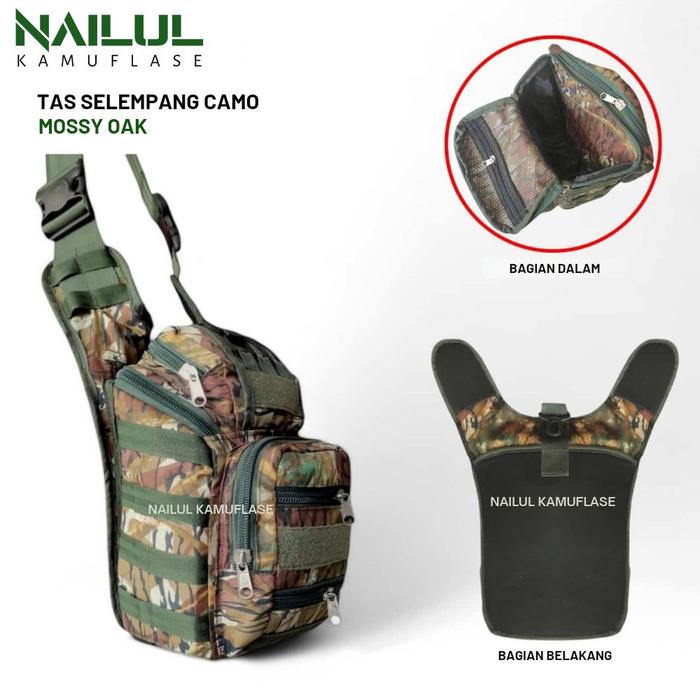 Tas Selempang Camo Besar Mossy Oak Realtree Outdoor Camouflage bahan tebal sporty unisex Slingbag Pr