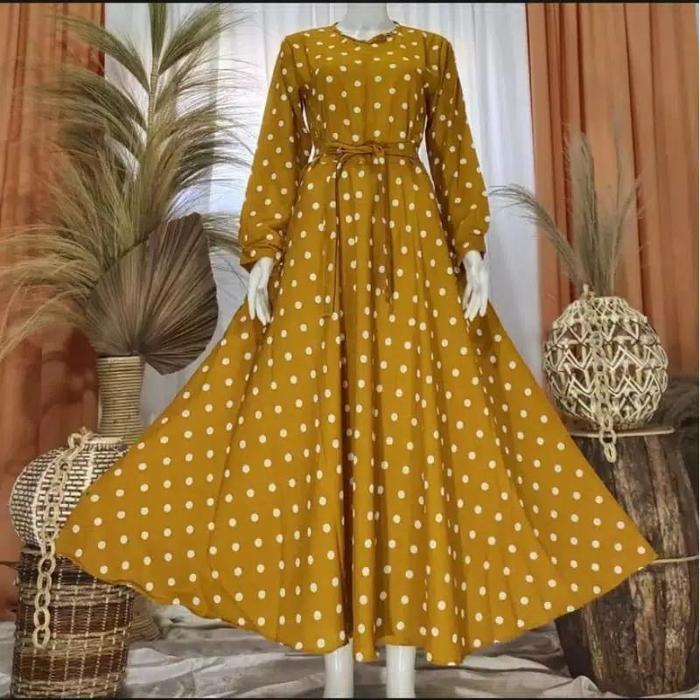 Sanso Midi Dress / Midi Dress Katun Rayon / Midi Dress Jumbo / Midi Dress Motif Polkadot / Long Tuni