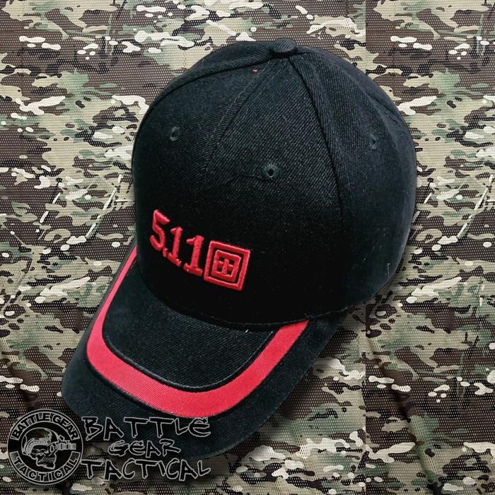 Topi 5.1.1 Bordir Hitam List  Merah topi bahan nilon kamuflase pria tactical army import topi tactic