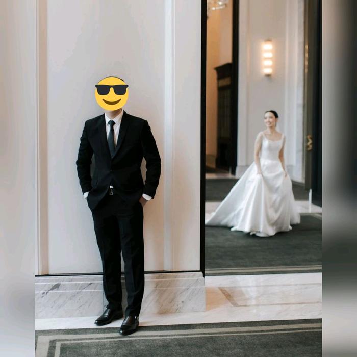 set jas blazer setelan tuxedo jobb original size L celana size 34 hitam untuk wedding kerja formal p