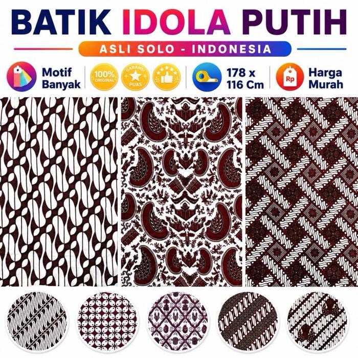 Kain Batik Idola Putih Jarik Samping Sewek Sarung Wanita Pria Dewasa Motif Tenun Murah New Panjang