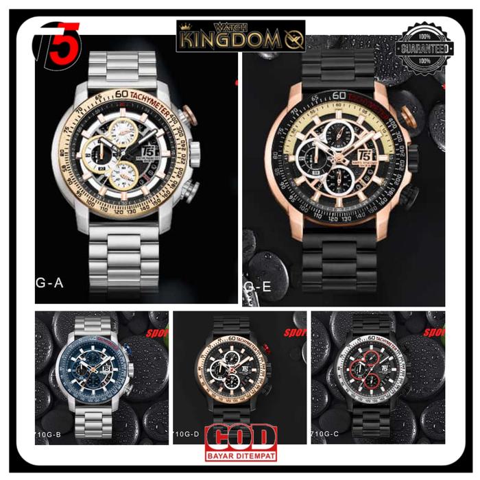 Jamtangan pria T5 H 3710G Original D=47mm Chronograph stopwatch Water Resist Stainless Steel Strap I