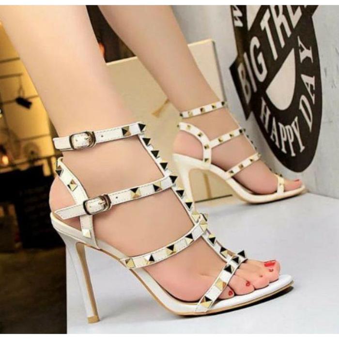 RISKA 012 - Sandal Hak Tahu Kaca/Hils Wanita Sepatu Hak Tali/Sandal Hak Murah/Hils Hak Tahu/Sendal/s