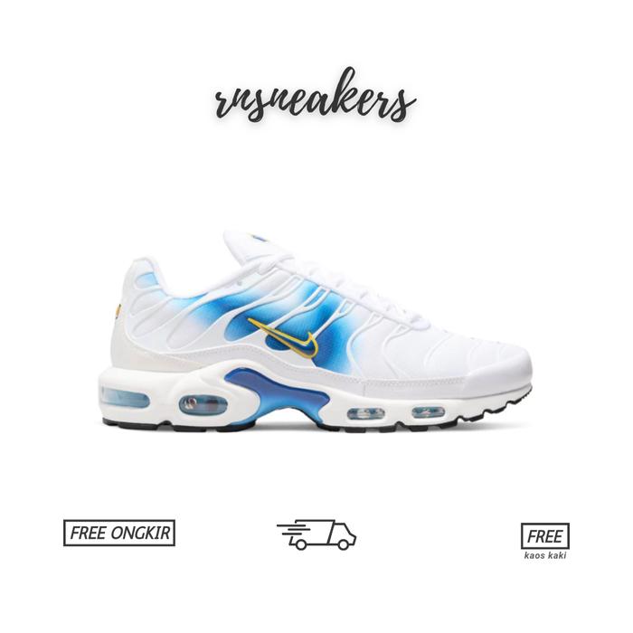 sepatu Air Max Plus TN Spray Paint Swoosh White Blue