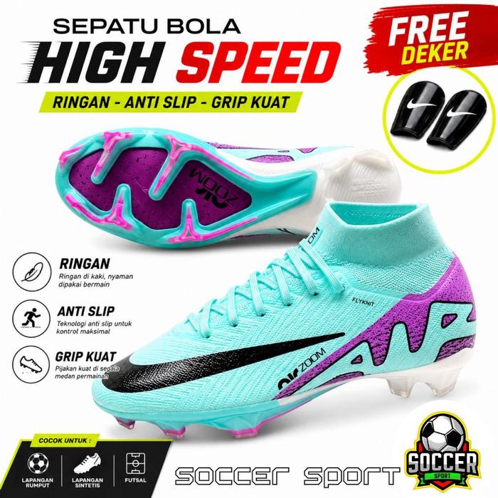 [BONUS DEKER] Sepatu Bola Anak Premium FG High Speed | Ringan & Grip Kuat Anti Slip | Sepatu Futsal 