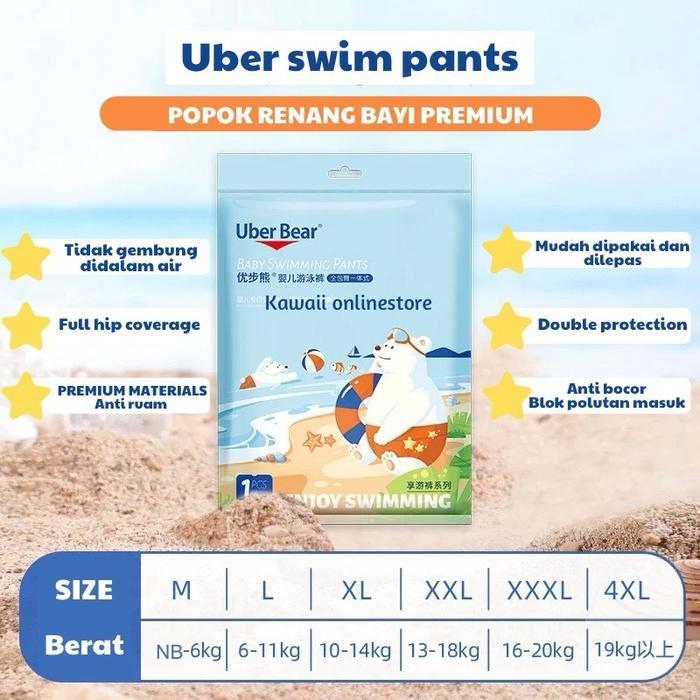 UBER Premium Popok Renang Bayi Balita Swimpants Sekali Pakai Celana Renang Anak Anti Air - XXL