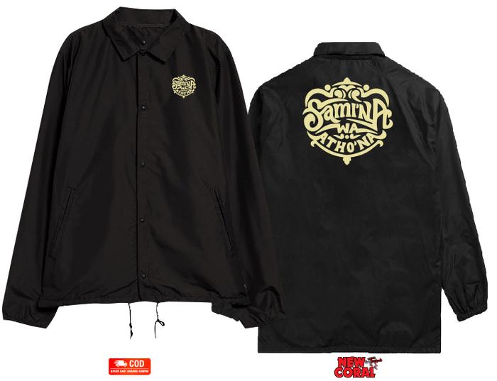 Jaket Coach Windbreaker Islam Muslim Samina Wa Athona Printing Bahan Waterproof Kualitas Distro