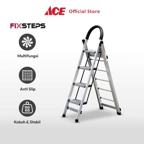 TERLARIS Ace Fixsteps 1.5 mtr Tangga Lipat Jemuran Aluminium 2 In 1 4 Step Multifunction House Ladde