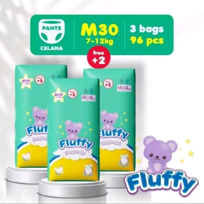 paket popok fluffy 3ball ukuran M30+2 popok bayi murah
