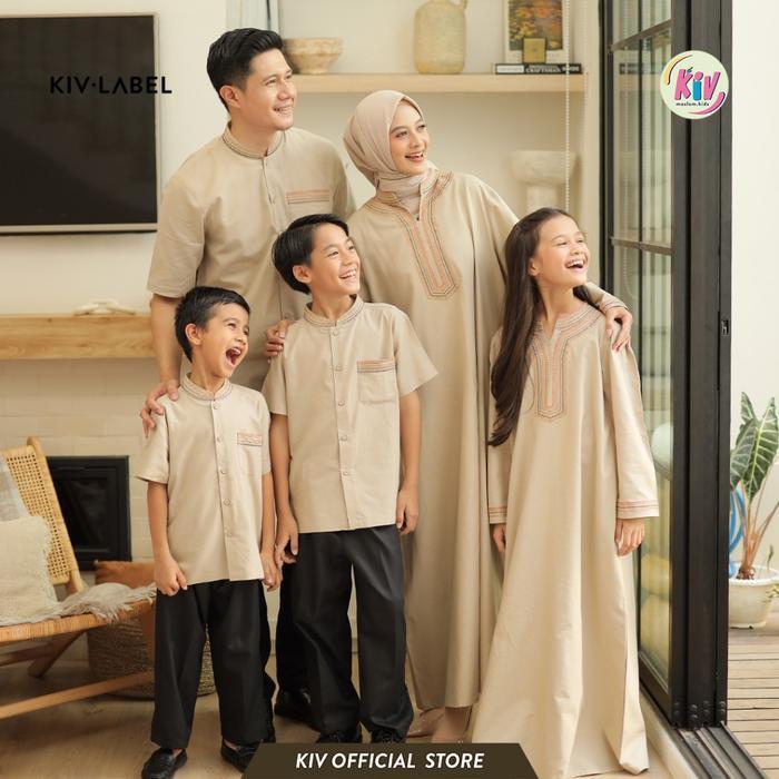 Terlaris Kiv Sarimbit Cream Bayanaka Series Lebaran Baju Muslim Raya Keluarga Family Set Couple Gami