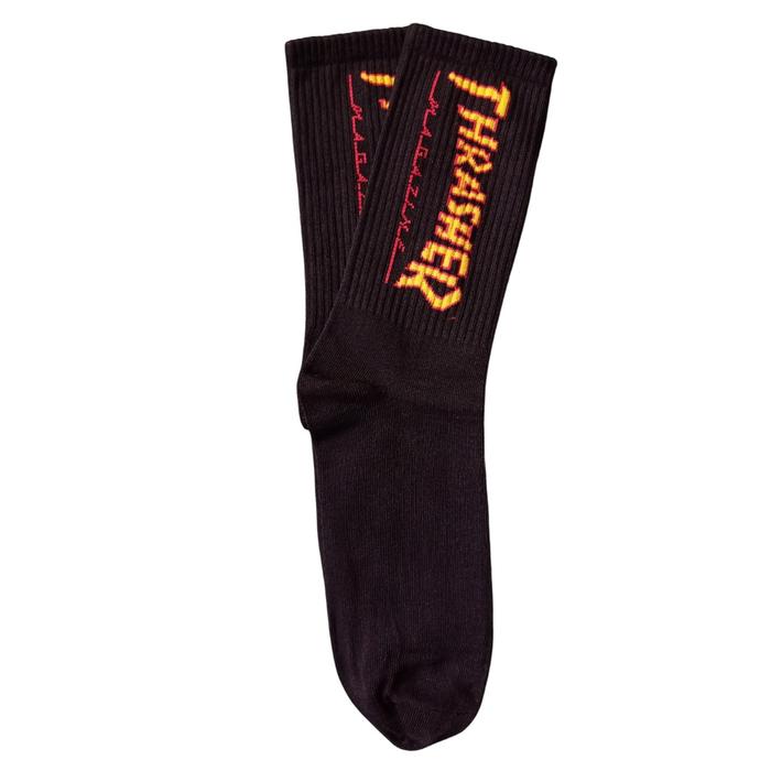 Kaos Kaki Motif Trasher Oldschool Skate Pria - Mohaki Official #TrasherHitam