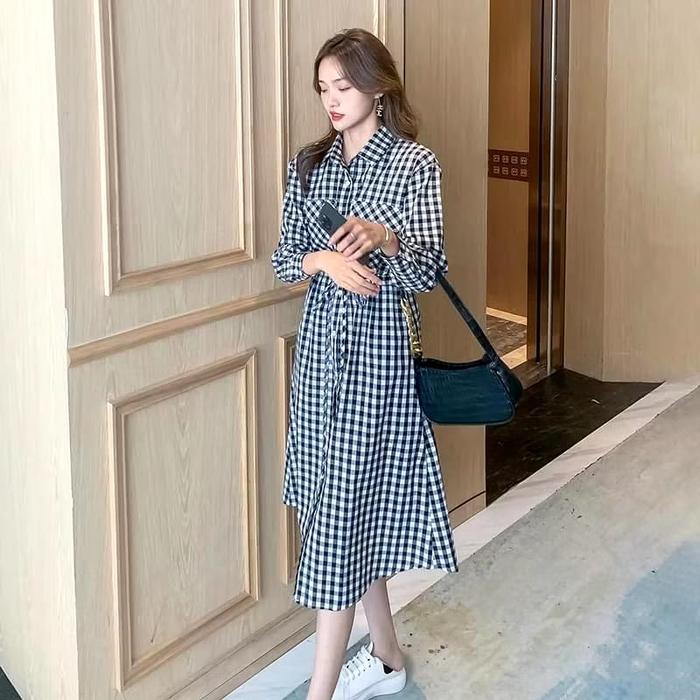 GHIA LONG DRESS STRIPED TUNIK KATUN IMPORT PREMIUM 072 KOREAN STYLE KOREA