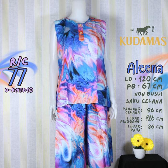 Setelan RC 77 Batik Kuda Mas LD 120 CM | Set Yukensi tanpa Lengan Celana Pendek | 2 Kancing Busui