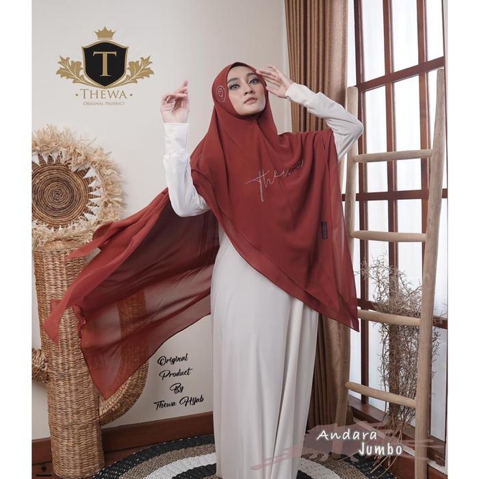 THEWA Hijab Khimar Andara Jumbo 2 Layer Kerudung Seruty Babydoll