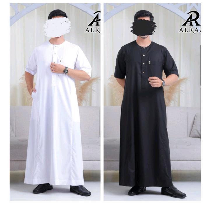 Jubah Pria Alraz lengan pendek | Gamis al raz oblong nasai katun lengan pendek