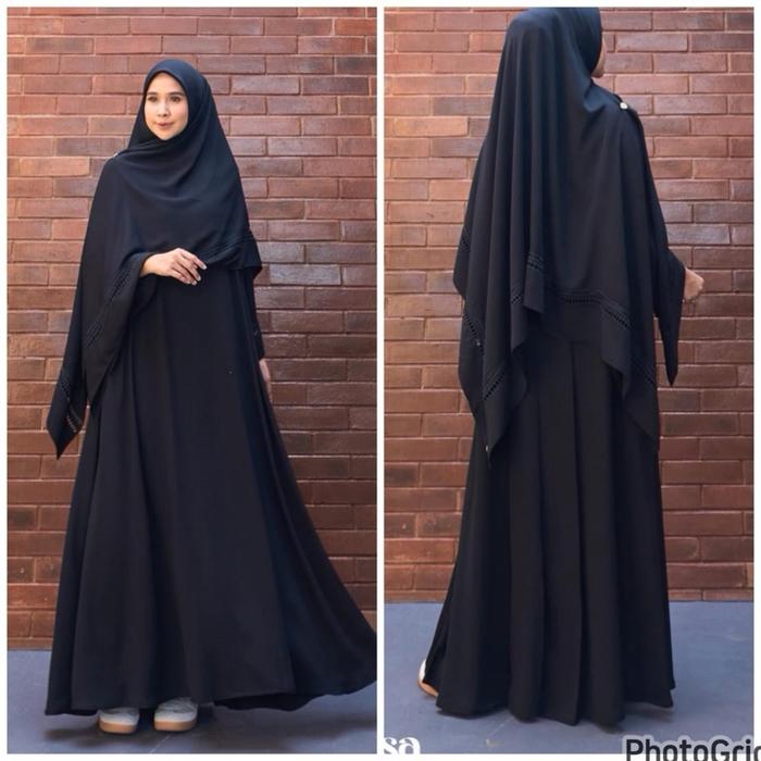 Hayza & khalisa set hijab Marevi gamis syari polos plus hijab premium wanita