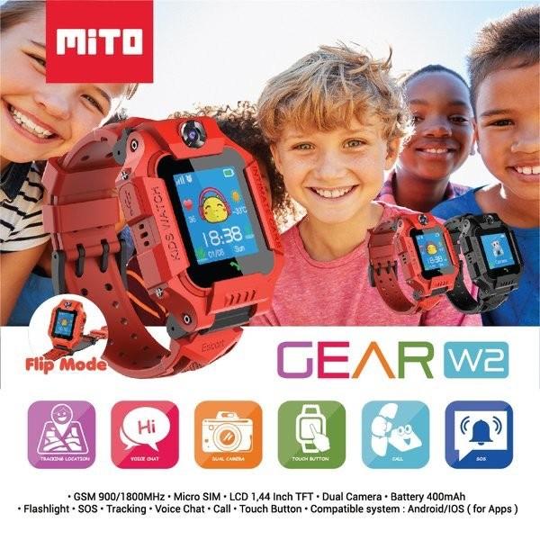 NEW MITO GEAR W2 JAM TANGAN ANAK - TRACKING VOICE CHAT MICRO SIM CAMERA