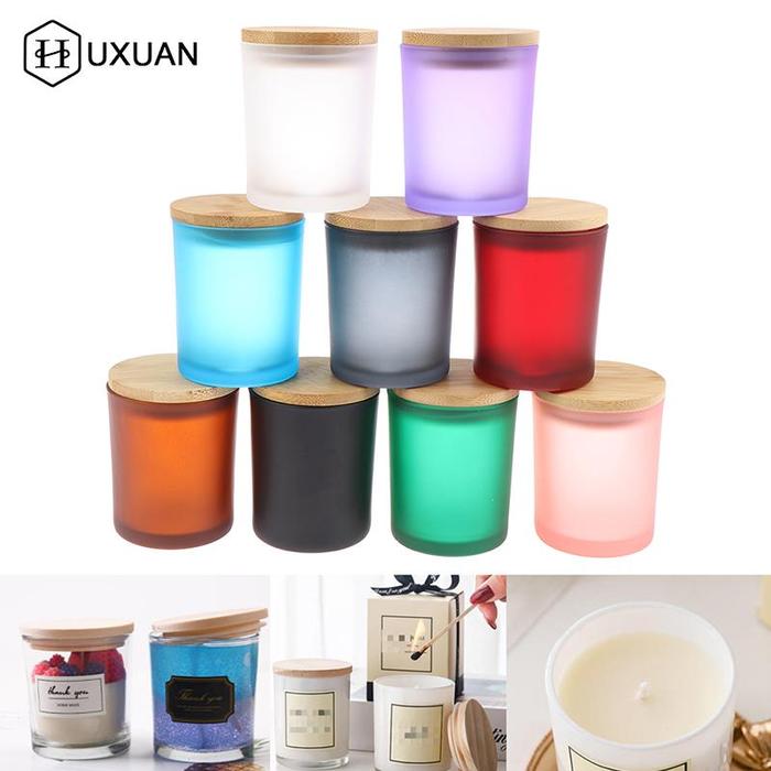 1 Piece Frosted Glass Jar Candle Cup Empty Container Aromatherapy