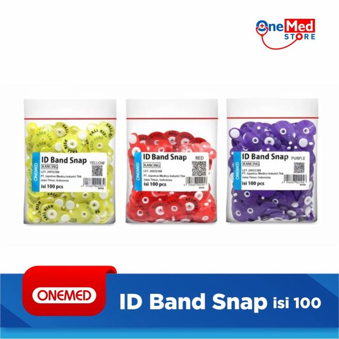 ONEMED - ID Band Snap Kancing Bag Isi 100 Pcs Kuning Merah Ungu
