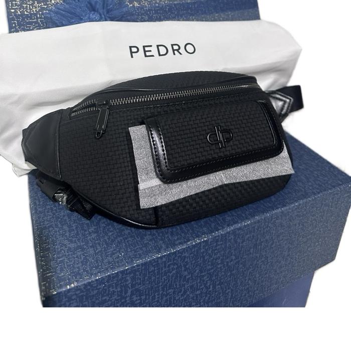 Tas Pinggang Pria PEDRO Original Hitam Stylish Waist Bag