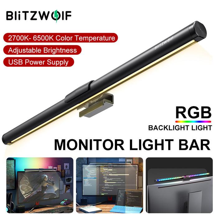 BlitzWolf Lampu Monitor Komputer RGB, Bilah Lampu Gantung, Lampu Meja
