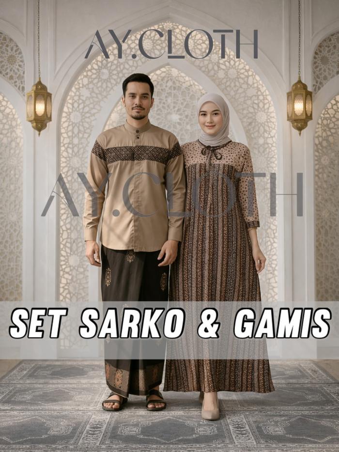 SET SARKO GAMIS Nabila viral Spesial Ramadhan setelan sarung koko dan gamis wanita Couple bahan katu