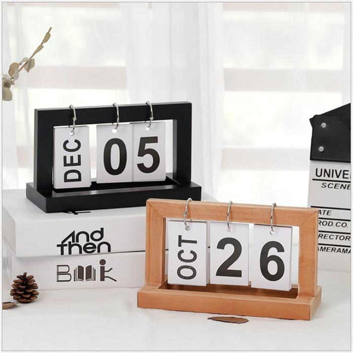 Calendar Standing Desk Calendar Creative Wooden Page Turning Calendar