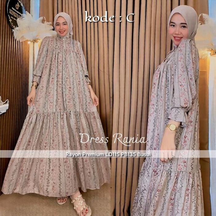 Rania dress bahan rayon premium maxy wanita elegan abaya adem jatuh
