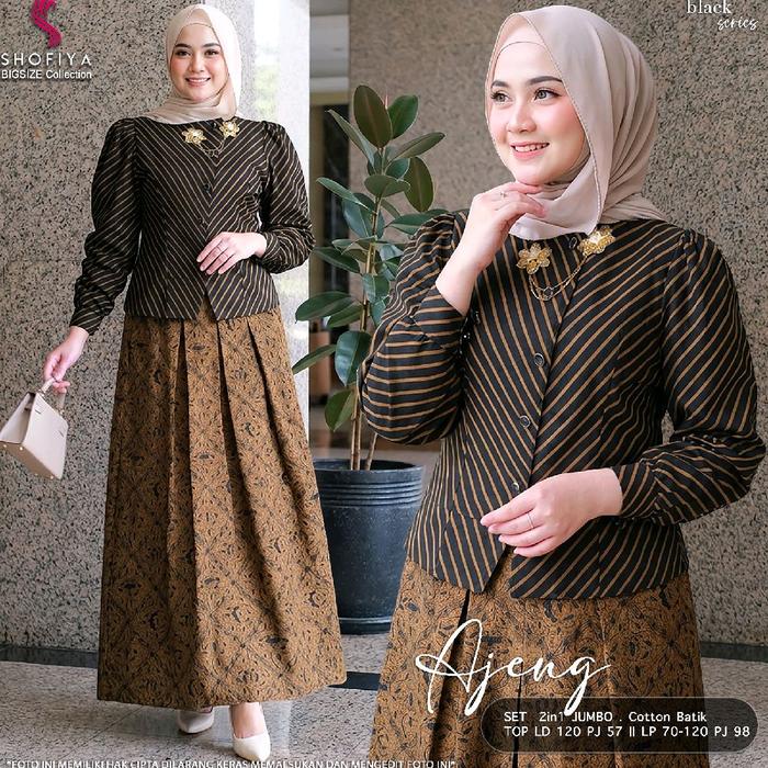 BB 65-70KG / AJENG ONESET SETELAN ROK BATIK JUMBO LD 120 BY SFY / ONESET BLOUSE SET ROK BATIK PRINTI