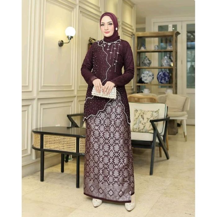 Stelan kebaya anjani/stelan kebaya Wanita dengan songket/kebaya Kondangan/kebaya Lamaran/kebaya Bro