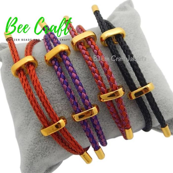 Gelang tali kawat huruf wire rope waterporf liontin xuping