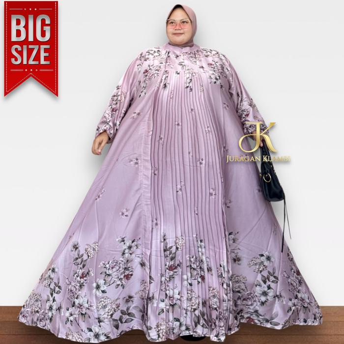 Gamis Mewah Lionel Richi Luxury Plisket Jumbo Kombinasi Printing Premium LD 140 Estimasi BB 100-130K