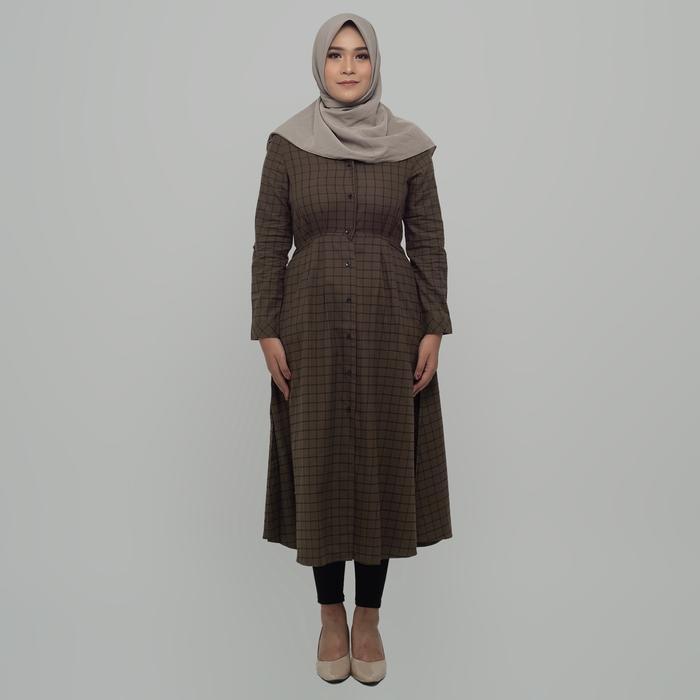 Benhill Kemeja Gamismuslim Couple Flannel Motif Kotak Coklat 1206-28940 Panjang Remaja Pasangan Terb